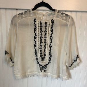 Embroidered white top